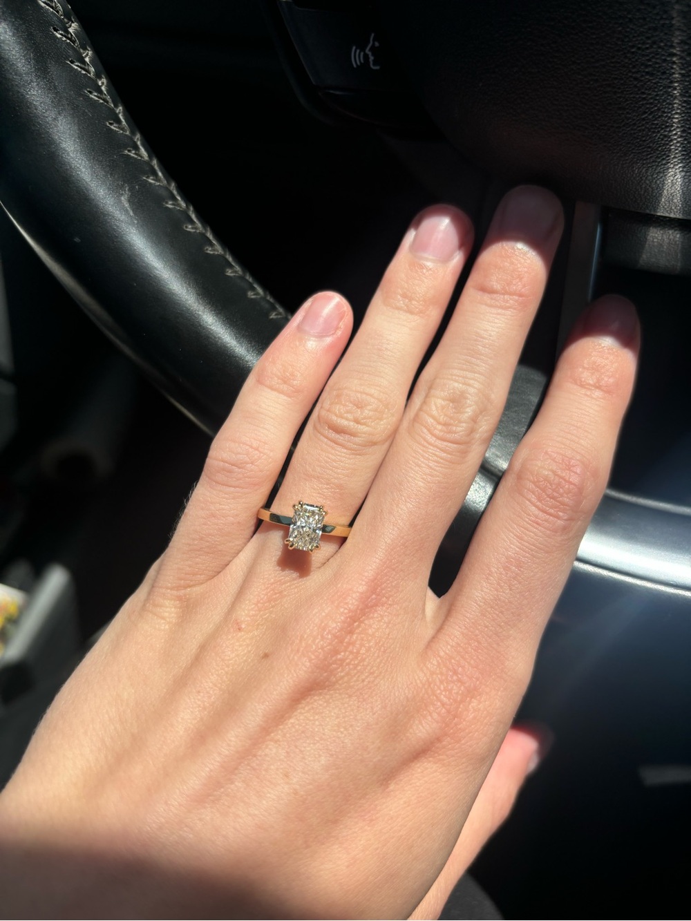 Size 4.5 1.34 ct lab grown engagement ring 16k yellow gold band